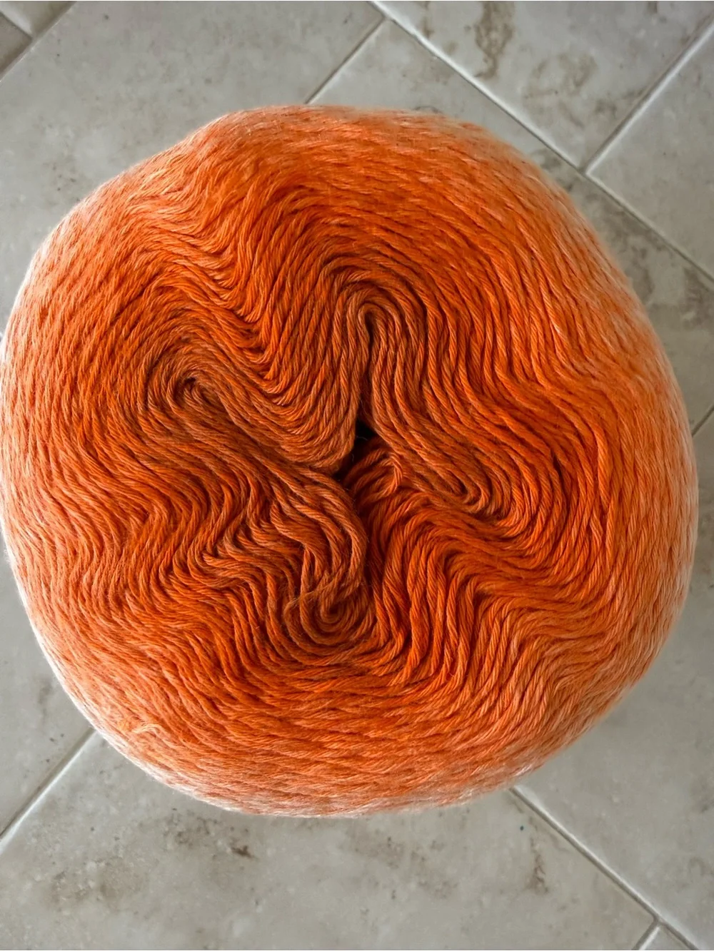 Hand-Dyed Orange Ombre Yarn Cake for Home Projects